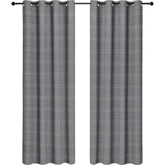 Safdie & Co. Curtain Room Darkening Houndstooth Check in Multi-Color (Set of 2)