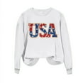 thumbnail image 4 of Blouse for Women Plus Size Long Sleeve Printed Round Neck Independence Day Casual Sweatshirts White XXXL, 4 of 5
