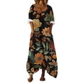 thumbnail image 2 of Blmnix Hawaiian Dresses Dress Women Shift Vintage Dress Under Dresses Maxi Short Sleeve V-Neck with Pockets Spring Dresses for Women 2026,M, 2 of 6