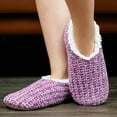 thumbnail image 2 of Cozylook 2-Pack Women's Low-Cut Slipper Socks, Grippy Soles, Sherpa Lined, Fuzzy House Shoes, Cozy Gifts for Her, Sizes 11-12 Chenille Knit Pink/Grey, 2 of 5