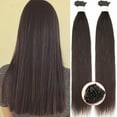 thumbnail image 2 of SEGO I Tip Hand-Tied Human Hair Extensions Cold Fusion Off Black 100 Strands Soft Straight Remy Hair Pre Bonded Stick Shoelace Tips, 2 of 9