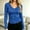 Blue, variant on CYMMPU Women's V Neck Ribbed Long Sleeve Fitted Top, Slim Stretch Basic Casual Layering Tee Khaki M