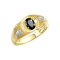 thumbnail image 3 of RYLOS Men's Rings Yellow Gold Plated Silver Rings Classic Designer Style 8X6MM Oval Gemstone & Diamond Ring Onyx October Birthstone Rings For Men Size 9, 3 of 7