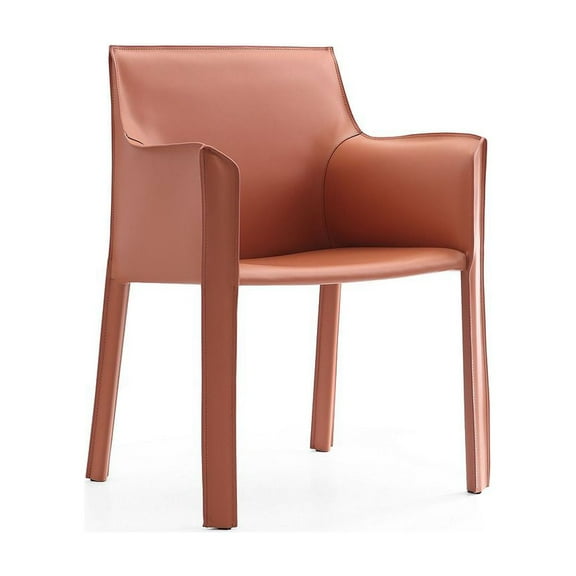 Manhattan Comfort Vogue Faux Leather & Metal Armchair in Pink