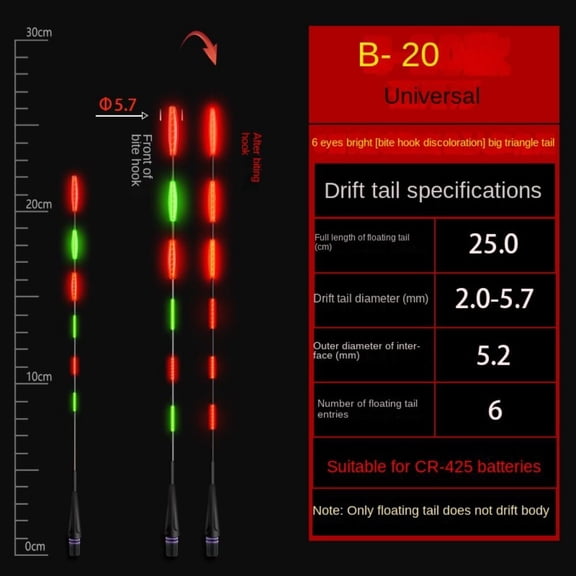 Hot Fishing Accessories Day and night Ultra Sensitive Smart Float Top Gravity induction electronic tail drift Electronic Float tail Electronic Floats Buoy 20