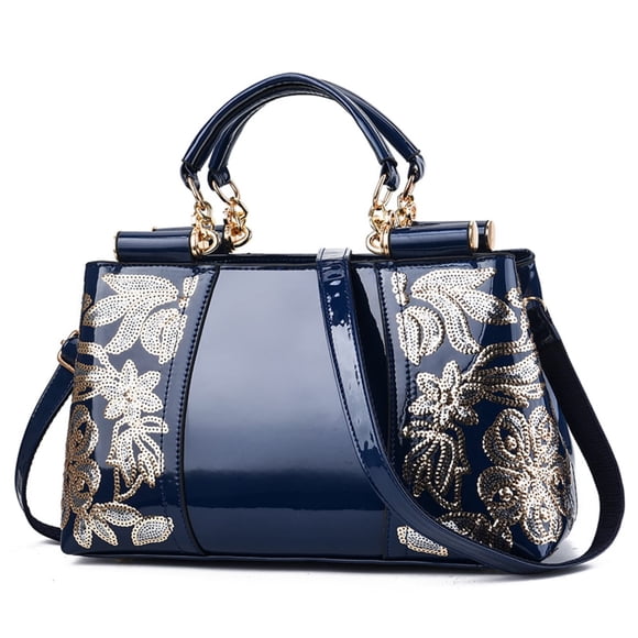 Nestbag Navy Blue Handbags for Women, Patent Leather Designer Purse, Suitable for Shopping, Party, Daily Use
