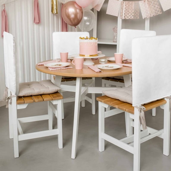 Pure White Dining Chair Back Cover Only, Solid Color Linen Textured Chair Back Covers Set of 8, Removable Washable Slipcovers for Dining Room, Wedding & Holiday Decoration