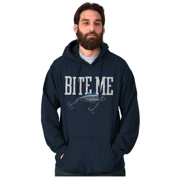 Bite Me Fishing Joking Attitude Humor Unisex Plus Fleece Graphic Hoodie Brisco Brands 2X