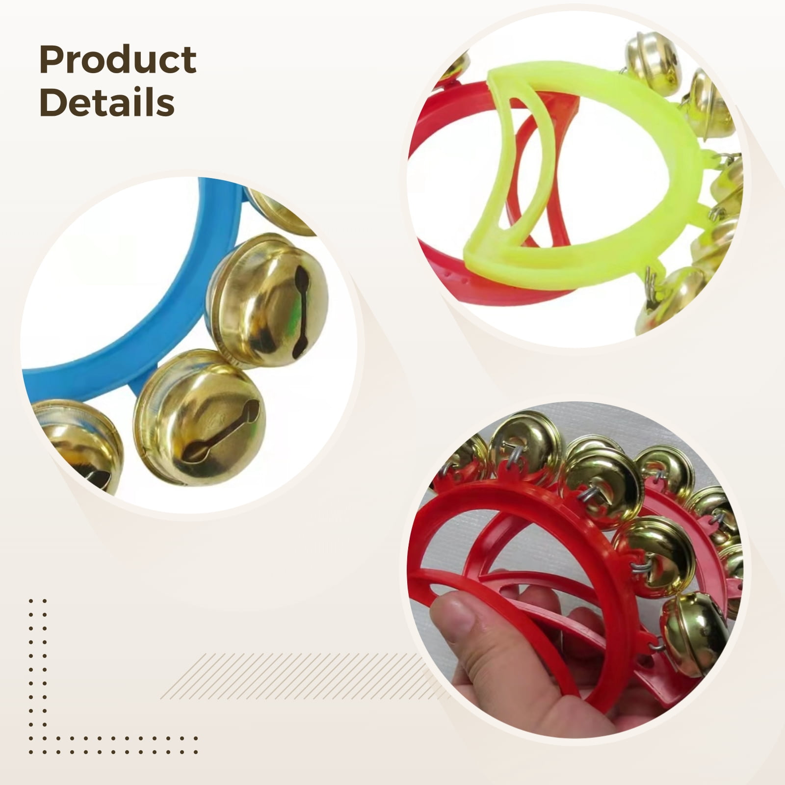 32 Pcs Hand Bells, Orff Musical Instruments, Jingle Bells, 4 Colors, Tambourine Noise Makers for Little Ones and Adults, Ideal for Parties, Celebrations, and Music Classes