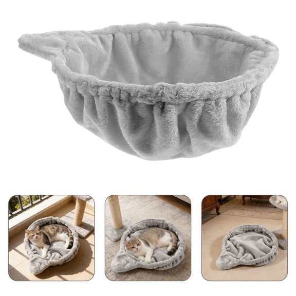 BESTYASH Hanging Cat Hammock Bed in Light Grey for Cat Tree Replacement and Indoor Comfort