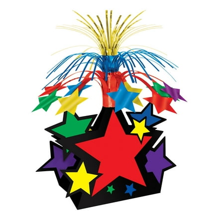 Pack of 12 Multi-Colored Star with Tinsel Accents Centerpiece Decorations 15