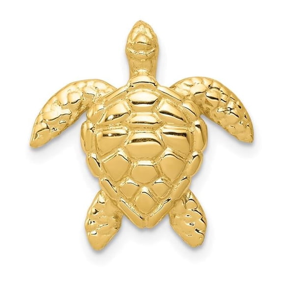 Finest Gold 14K Yellow Gold Polished Large Sea Turtle Chain Slide Pendant