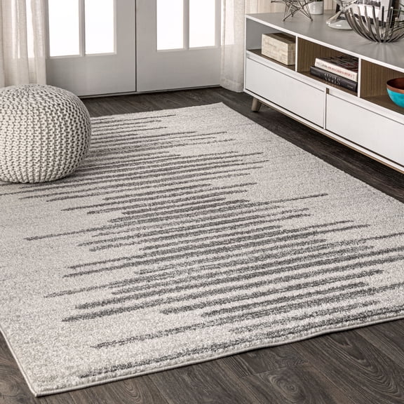 JONATHAN Y MOROCCAN HYPE 8 x 10 Area Rug, Aya Berber Stripe Geometric - Cream/Gray, MOH205A-8