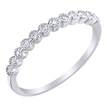 

White Natural Diamond Anniversary Band Ring in 14k White Gold (0.17 Cttw) Ring Size : 8