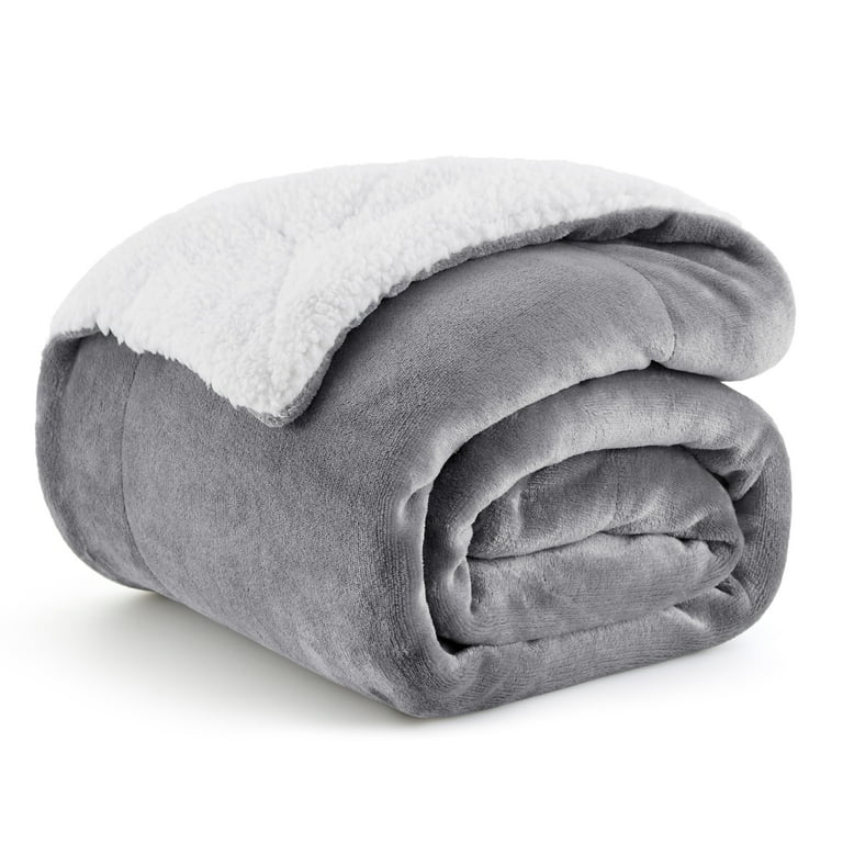 BEDELITE Sherpa Fleece Blanket Twin Size, Thick Warm Blankets for Winter,  Reversible Soft & Cozy Fuzzy Blanket for Couch and Bed (Grey, 60 X 80)