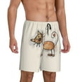 thumbnail image 2 of Kdxio Brown Cat Cartoon Print Mens Sleep Shorts Bottoms Soft Comfy Pajama Wear Pants with Drawstring Pockets, 2 of 7