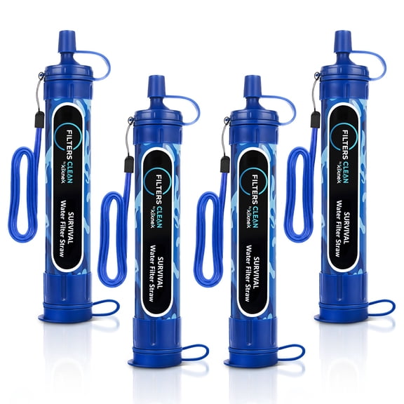Filters-Clean Survival Water Filter Straw  0.1 Micron Portable Personal Water Filter, 4,000L 1,056 Gallon Capacity  Removes 99.9999% Bacteria & Protozoa  Hiking, Camping & Emergency - 4 Pack