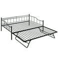 thumbnail image 6 of SESSLIFE Full Size Metal Daybed with Full Size Adjustable Trundle, Heavy-Duty Steel Daybed with Pull Down Trundle Bed (Black), 6 of 10
