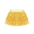 thumbnail image 6 of YiZYiF Kids Girls Sparkly Sequins Dance Skirt Tiered Ruffle Skorts Hip Hop Jazz Performance Costume Gold 8, 6 of 7