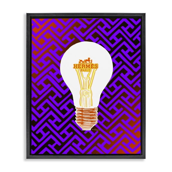 Stupell Industries Southwestern Patterned Glam Lightbulb Black Floating Frame Canvas Art, 17 x 21, by Amelia Noyes