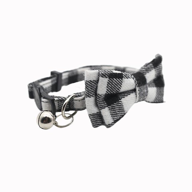 Collar antiestrangulamiento para gatos, collar para gatos con cascabel y pajarita, bonitos collares para gatitos y gatos, 1 paquete, color negro