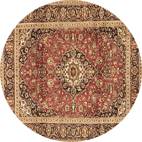 Ahgly Company Indoor Round Medallion Brown Traditional Area Rugs, 7' Round