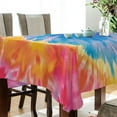 thumbnail image 3 of JSTEL Tie Dye Pink Yellow & Blue Table Cloth Rectangle 60 x 90 Inch Tablecloth Anti Wrinkle Table Cover for Dining Kitchen Parties, 3 of 6
