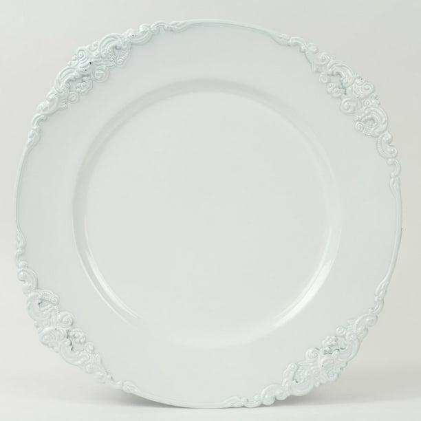 DIY Wedding Koyal Wholesale Vintage Charger Plate, White (Pack of 4