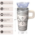 thumbnail image 3 of Double Wall Vacuum Tumbler 20oz with Lid & Straw - Stainless Steel Insulated Travel Coffee Mug, Leakproof Thermal Cup, Bohemian Style, 3 of 5
