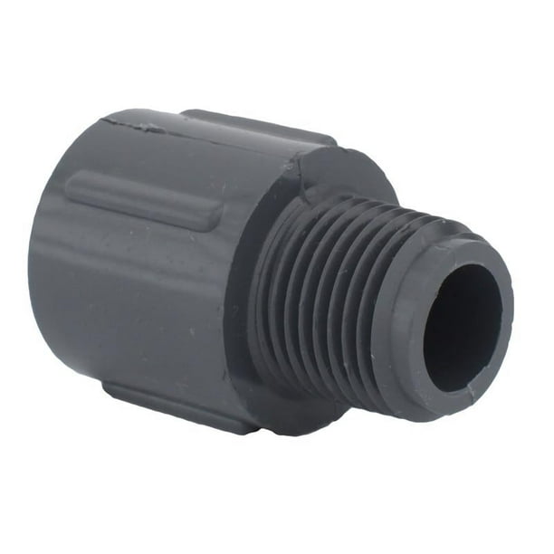 Adaptador Charlotte Pipe PVC 1/2 pulgadas Slip x 1/2 pulgadas D MPT, paquete de 1