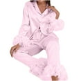 thumbnail image 2 of RYDCOT Silk Pajamas for Women Set Long Sleeve Satin Pajamas for Women Sleepwear Button Down Shirts Shirt with Long Pants Two-Piece Loungewear, 2 of 9