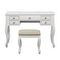 thumbnail image 2 of Poundex Furniture Wood Vanity Set with Stool and Mirror in White, 2 of 4