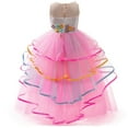 thumbnail image 3 of Girls' Unicorn Party Princess Dress Rainbow Tulle Long Wedding Gown Birthday Kids Clothes, 3 of 5