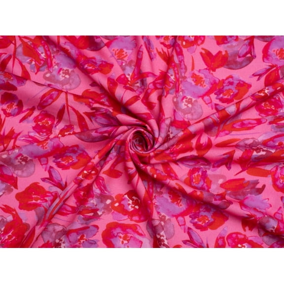 Electric Blooms Viscose Challis Fabric Minerva Exclusive - per yard