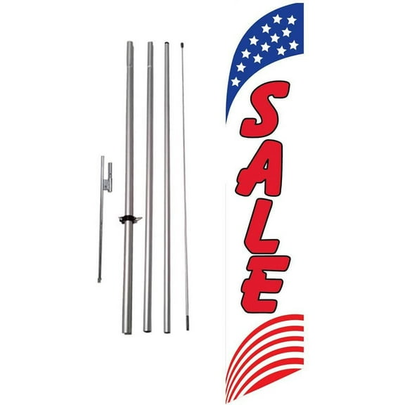 SALE star/stripes 15ft Feather Swooper Banner Flag Kit- INCLUDES 15FT POLE KIT w/GROUND SPIKE