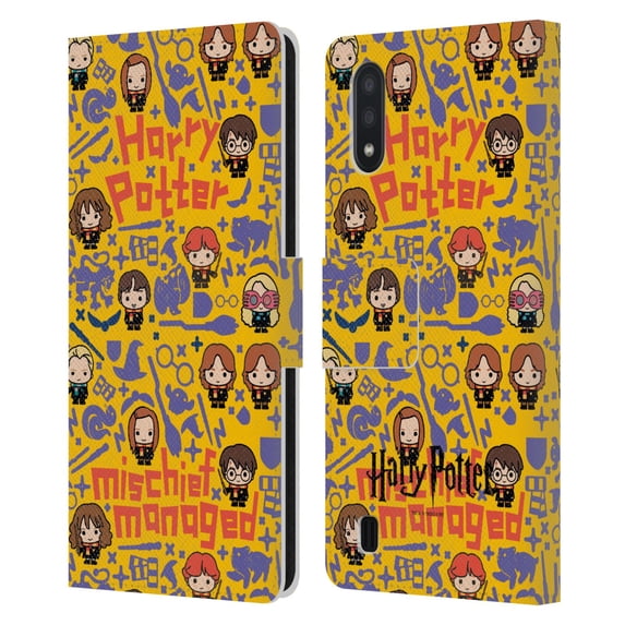 Head Case Designs Officially Licensed Harry Potter Deathly Hallows I Mischief Managed Leather Book Wallet Case Cover Compatible with Samsung Galaxy A01 (2020)