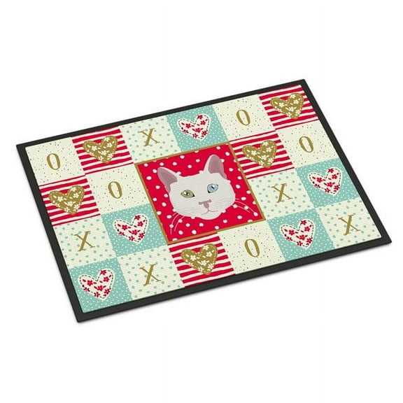 24 x 36 in. Khao Manee Cat Love Indoor or Outdoor Mat