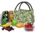 thumbnail image 3 of Yiaed Lemons on Striped Print Lunch box lunch bag Portable Insulated Lunch Box for Women Men Cooler Tote Bag with Front Pocket for Work Picnic Travel, 3 of 6