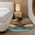 thumbnail image 3 of Teal Brown Large Area Rugs for Bedroom Living Room, Soft Non Slip Carpet Bedside Rug, Country Texas Star Farmhouse Barn Door Wood Round Floor Cover Kitchen Accent Rug 3' for Dining Room/Office, 3 of 9