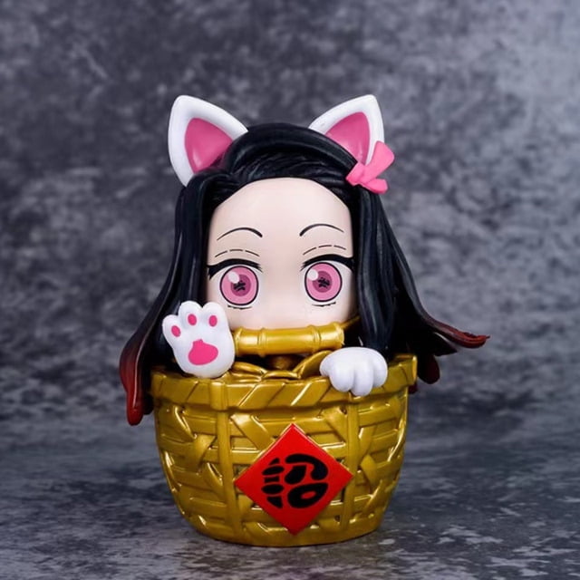 CS引退セット　AnimaSummer Anime Demon Slayer Kamado Nezuko Figure Lucky Cat Dressing Up Cage