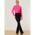 thumbnail image 3 of Blusa de estrellas con lunares brillantes dorados de manga larga metálica vintage Allegra K Rosa S, 3 of 6