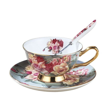 

1 Set of Exquisite Milk Mug Decorative Tea Cup with Saucer Spoon Coffee Cup