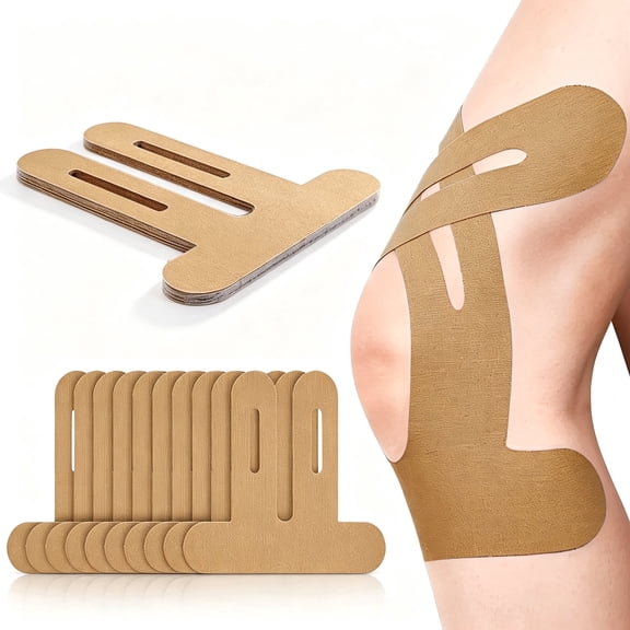 LAPTOM MAX 10PCS Kinesiology Tape for Knees Precut Knee Support Pain Relief Elastic Breathable Skin Tone