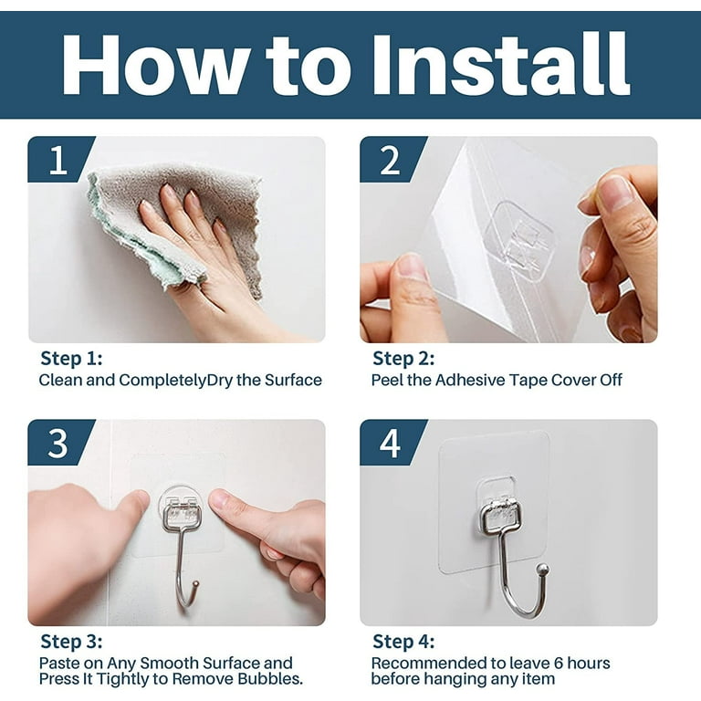 DEFNES Large Adhesive Hooks, 10-Pack, Removable Wall Hooks