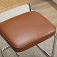thumbnail image 4 of Dining Chairs Set of 2, PU Leather Upholstered Kitchen Chairs Dining Chairs, PAPROOS Rattan Dining Room Chairs Set with Cane Back & Stainless Steel Chrome Legs, for Kitchen Dining Room, Brown, 4 of 9