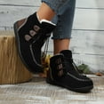 thumbnail image 6 of Elvqul Womens Boots,Footwear for Juniors,Lace up Winter Short Fleece Ankle Flat Heel Black,Size 8.5, 6 of 8