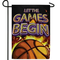 America Forever Basketball Fever Garden Flag, 12.5 x 18 inch Double Sided, Let The Games Begin Banner, Flaming Basketball Decoration, Sports Fan Outdoor Decor, Team Spirit Yard Flag
