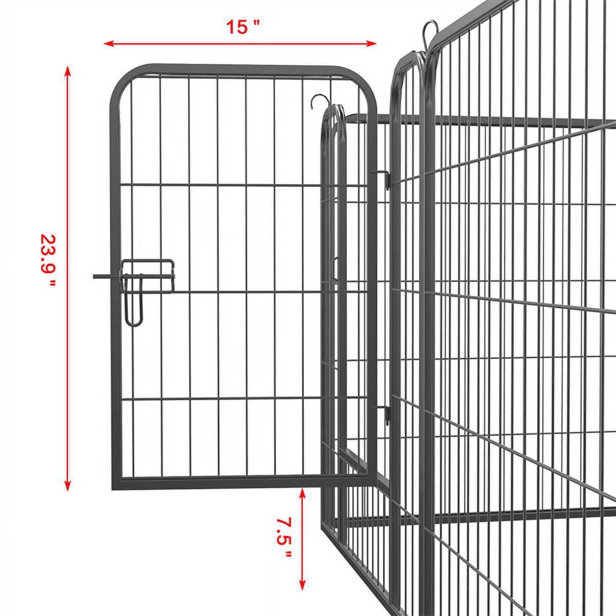 Alden Design 32"H Heavy Duty Black Iron Dog Playpen, 16 Panels