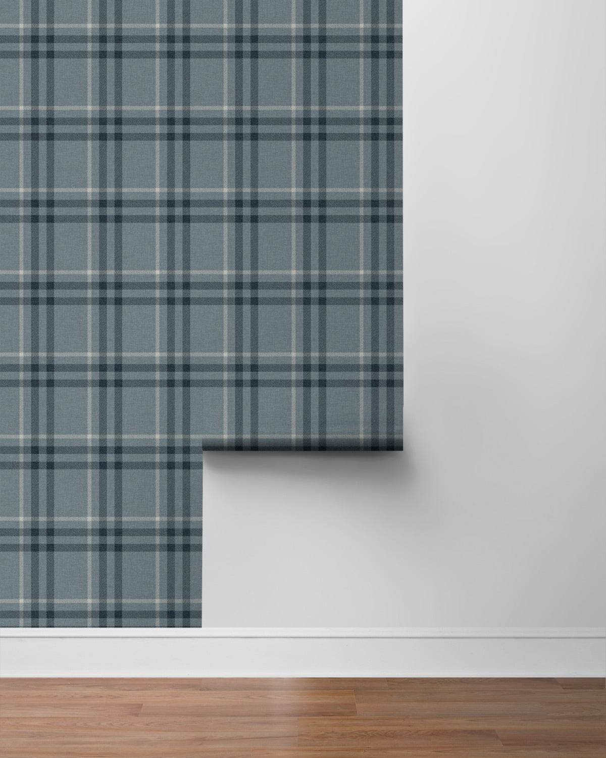 Seabrook Designs Light Blue Calverlay Plaid Prepasted Wallpaper - 20.9 in. W x 33 ft. L Roll