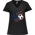 thumbnail image 3 of Inktastic Soccer Ball, Net with American Flag Colors Women's Plus Size V-Neck T-Shirt, 3 of 5